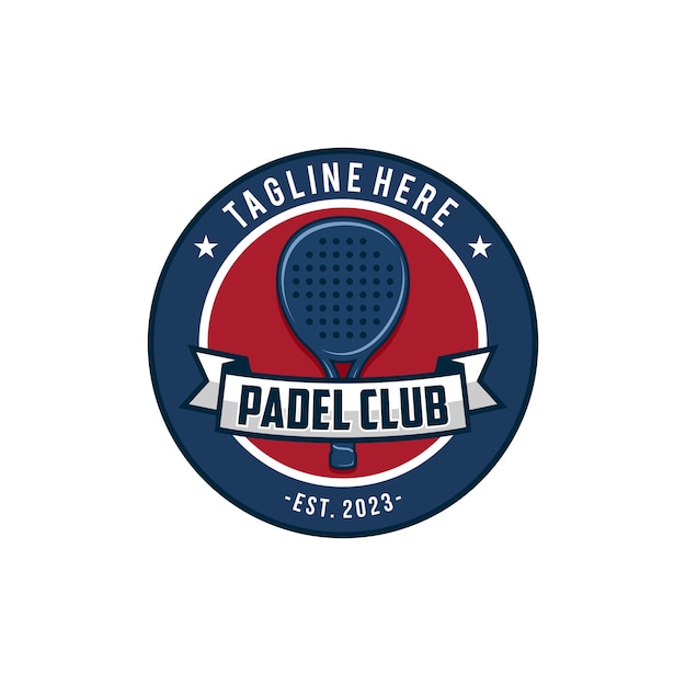 Le Logo Du Tennis à Pagaie, La Raquette à Pagaie Et La Balle, Le Vecteur De L'icône Du Logo Sur Fond Blanc