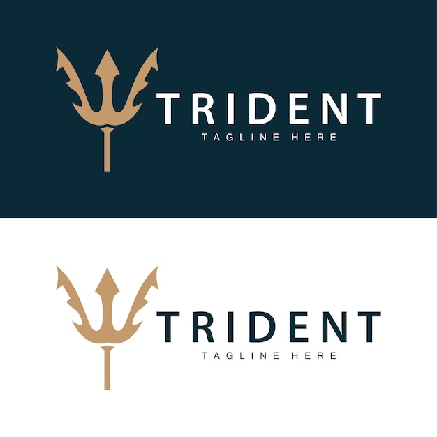 Vecteur le logo du trident est conçu comme une lance, une arme vectorielle, un roi de la mer, un poseidon, un modèle de symbole de neptune.