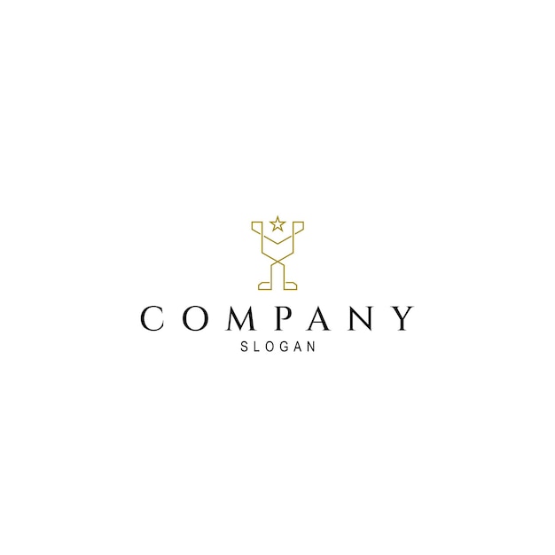 logo du trophée avec étoile en couleur or style de conception artistique de ligne