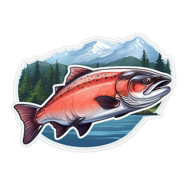 Vecteur logo du vecteur d'autocollant le vecteur de saumon est isolé sur un fond blanc