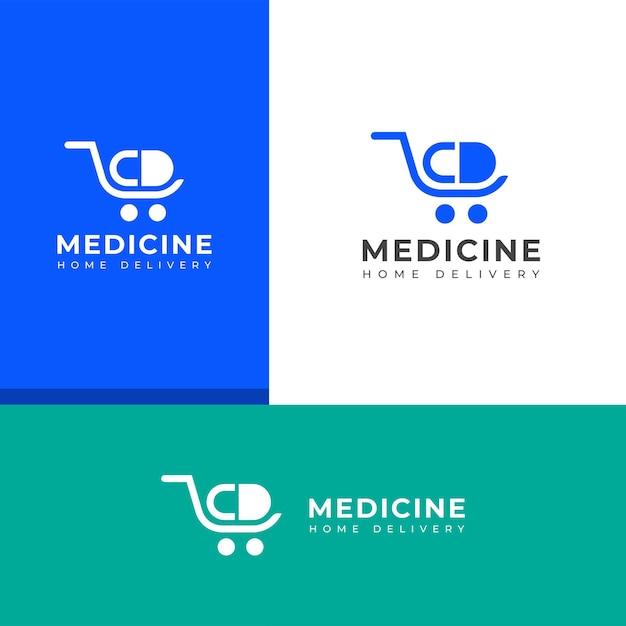 Logo du vecteur de livraison rapide de médicaments à domicile