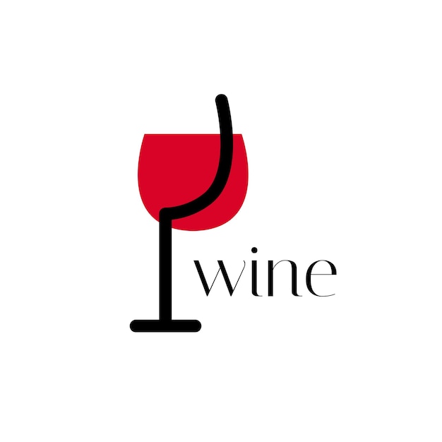 Logo du vin. Logo pour un magasin d'alcools, restaurant, bar. Un verre de vin rouge avec un logo avec les mots "vin".