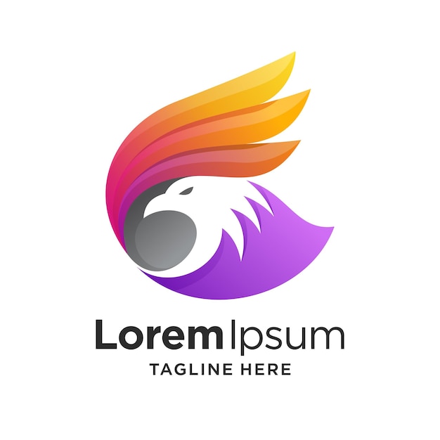 Vecteur logo eagle avec dégradé de couleur et style moderne