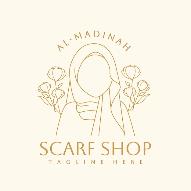 Logo d'écharpe dessiné à la main ou logo de magasin de hijab