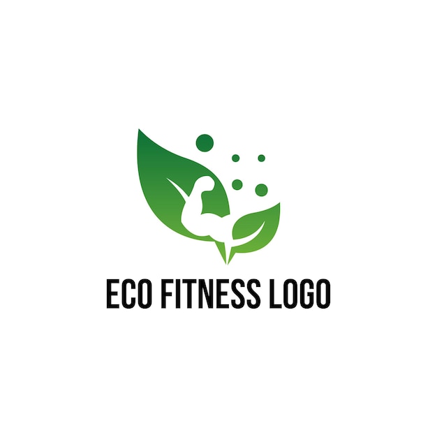 Vecteur logo de l'éco-fitness avec des muscles forts