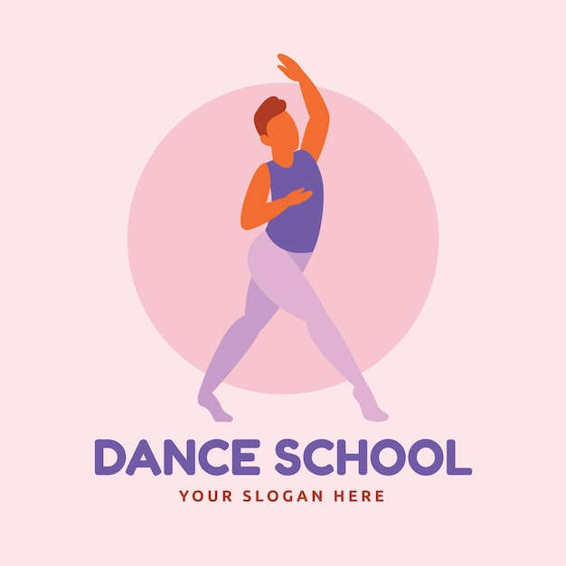 Logo De L'école De Danse Plat Dessiné à La Main