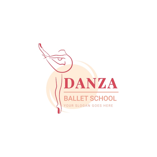 Vecteur logo de l'école de danse plat dessiné à la main