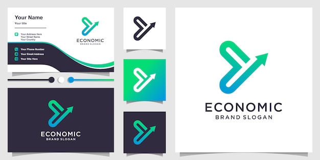 Logo économique Avec La Conception D'éléments Abstraits Créatifs Vecteur Premium