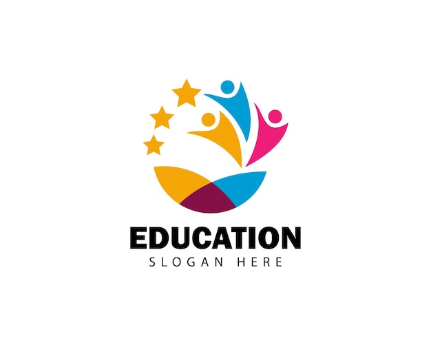 Vecteur logo de l'éducation personnes concept de logo étoile abstrait atteignant le concept de design heureux étoile