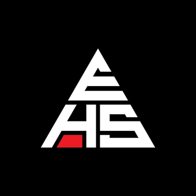 Vecteur le logo ehs est un triangle en forme de triangle, un monogramme, un modèle de logo vectoriel en couleur rouge, un logo triangulaire, un logo simple, élégant et luxueux.