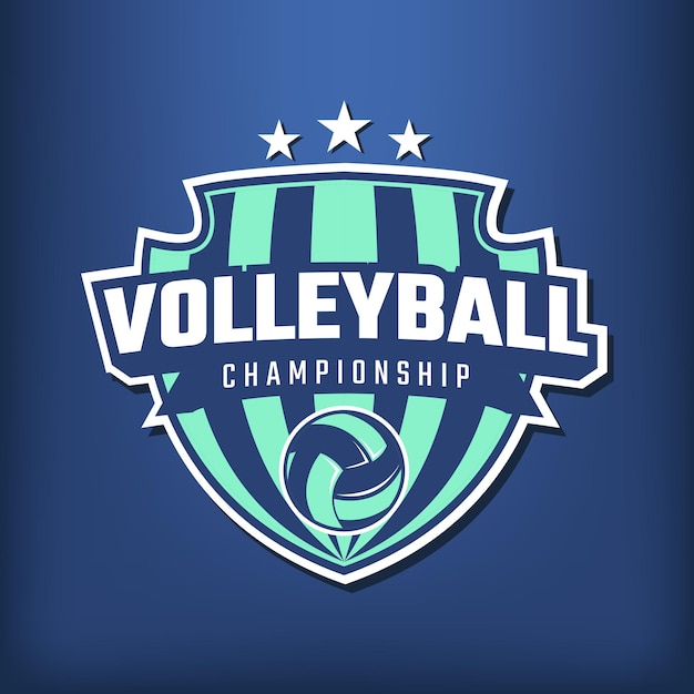 Logo élégant Du Club De Volley-ball Sur Fond Bleu Foncé