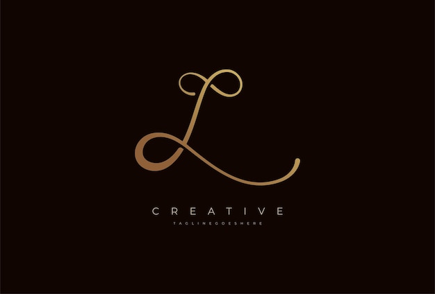 Le logo élégant du monogramme en lettres dorées L
