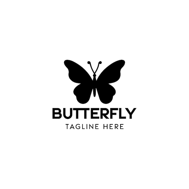 Logo élégant De Papillon Noir Avec Une Typographie Minimaliste Et Un Espace De Slogan