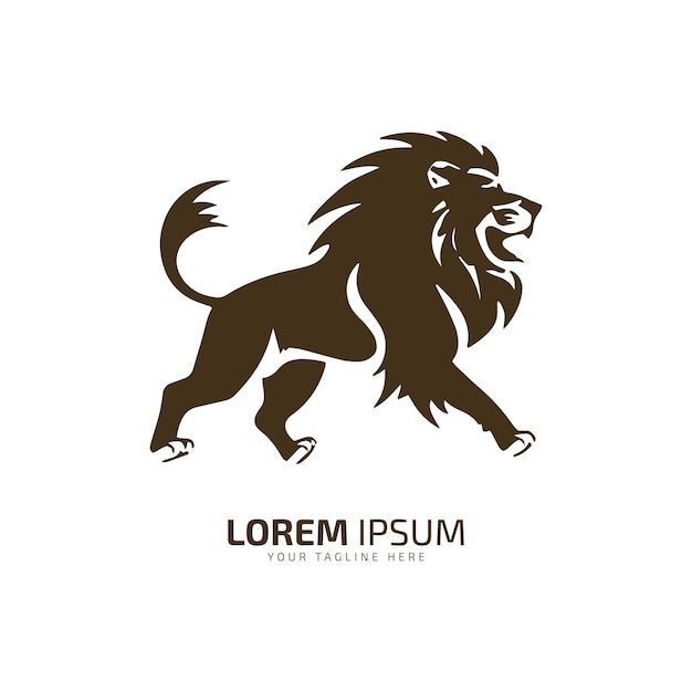 Logo élégant de silhouette de lion sur fond blanc
