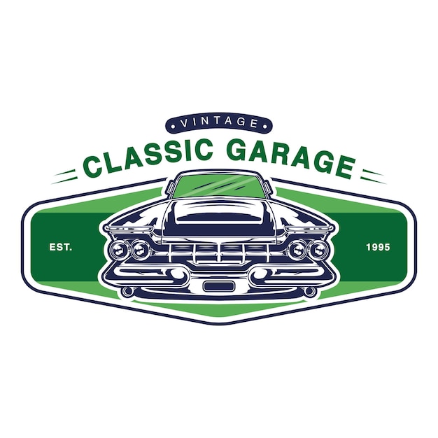 Logo Emblème De Garage De Voiture Rétro Et Classique