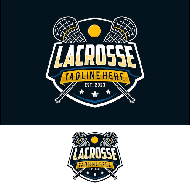Logo d'emblème d'insigne de crosse Illustration vectorielle d'étiquette de sport avec bâton