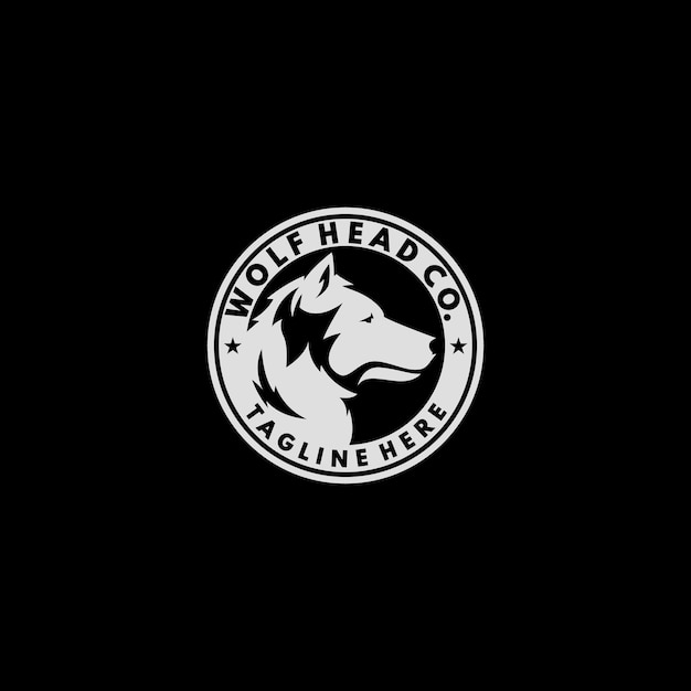 Logo D'emblème De Silhouette De Tête De Loup