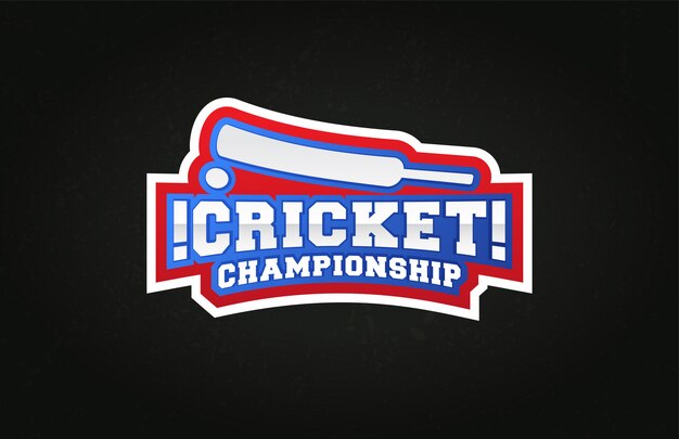Logo Emblème Style Sport De Cricket Avec Ballon