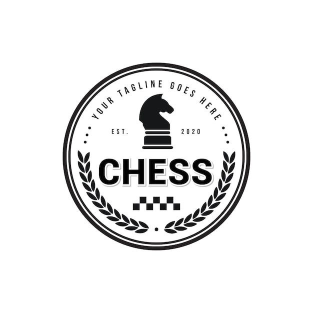 Logo ou emblème vectoriel d'étiquette de club d'échecs