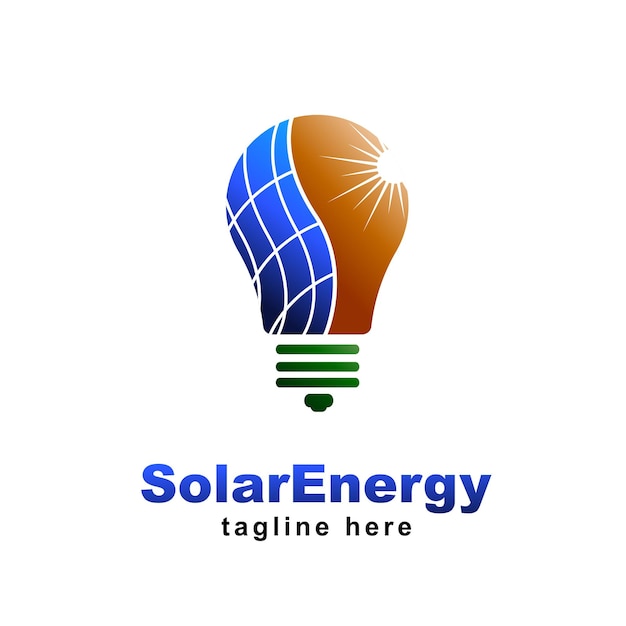 Vecteur logo de l'énergie solaire avec forme d'ampoule de panneau illustration vectorielle d'énergie verte renouvelable