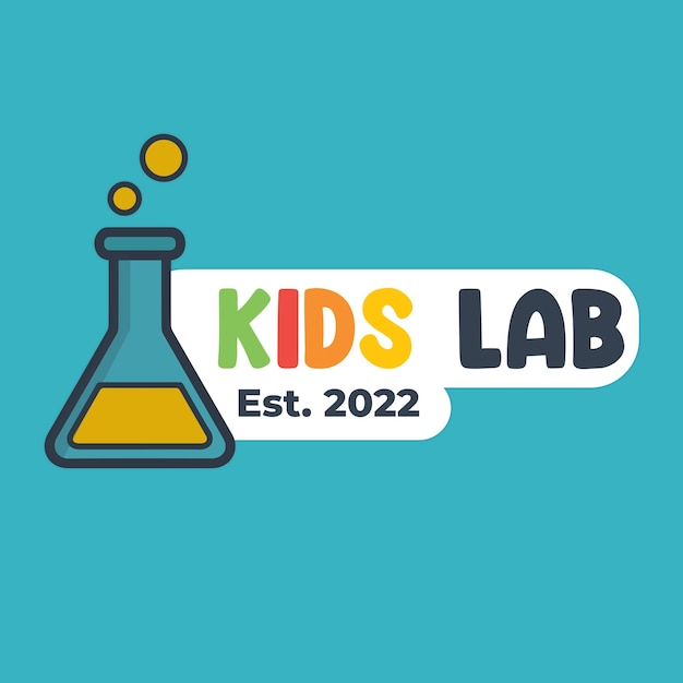Vecteur logo enfant avec style d'icône de laboratoire