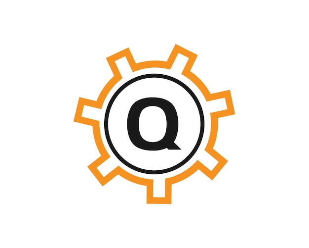 Logo De L'engrenage Sur La Lettre Q Initiale Q Lettre De L'engrenage Logo De Conception Modèle Q Logo De L'ingénieur De L'engrenage