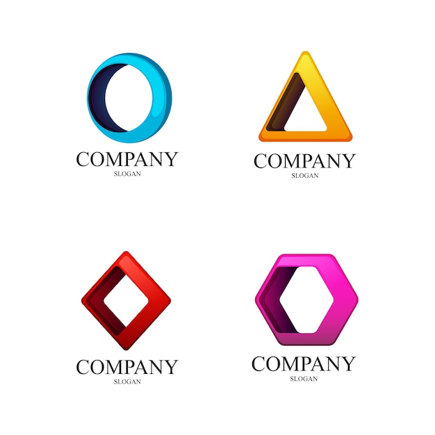Logo De L'entreprise, Ensemble D'icônes Colorées. Icône De Logotype Moderne