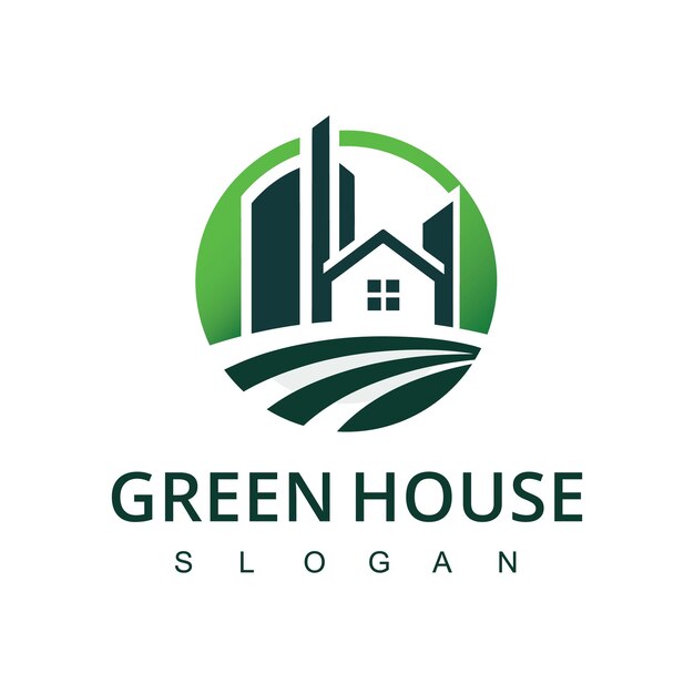 Vecteur le logo de l'entreprise immobilière, l'icône de la maison verte, l'illustration vectorielle