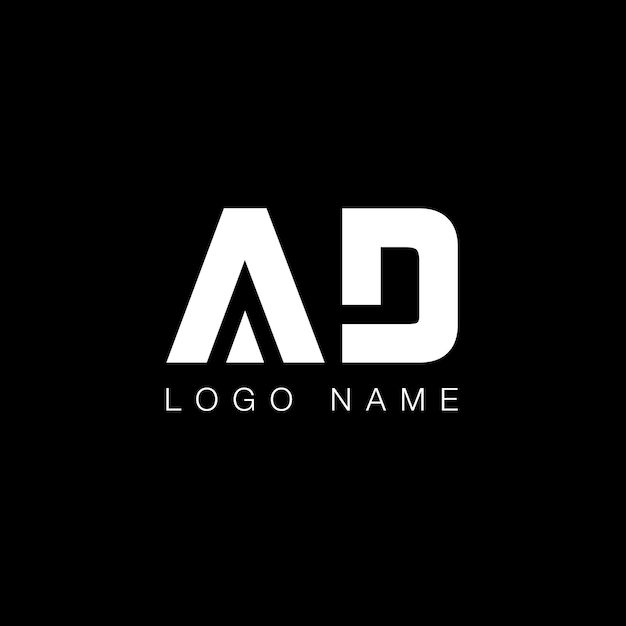 Logo d'entreprise de lettre AD en noir et blanc