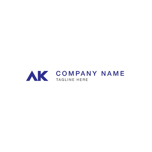 Logo d'entreprise de lettre AK en couleur bleue