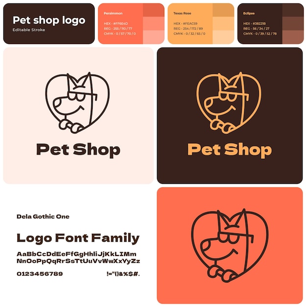 Logo d'entreprise de ligne marron pour animalerie