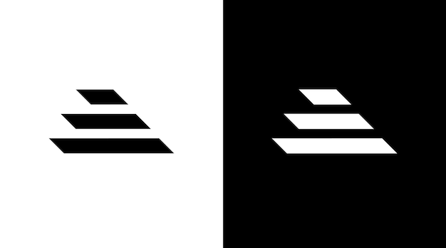 Logo D'entreprise Pyramide Monogramme Lettre Initiale Icône Noir Et Blanc Style D'illustration Modèles De Conceptions