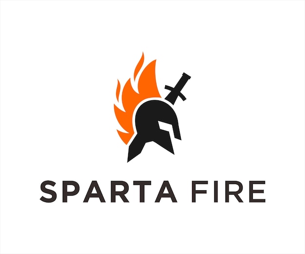 logo épée spartiate ou icône de feu