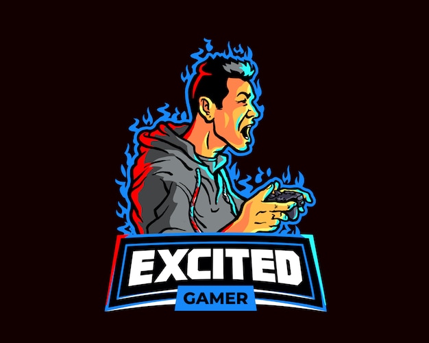 Logo De L'équipe De Jeu Esport Gamer Excitée