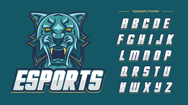 Vecteur logo de l'équipe de sport tigre émeraude vert avec typographie