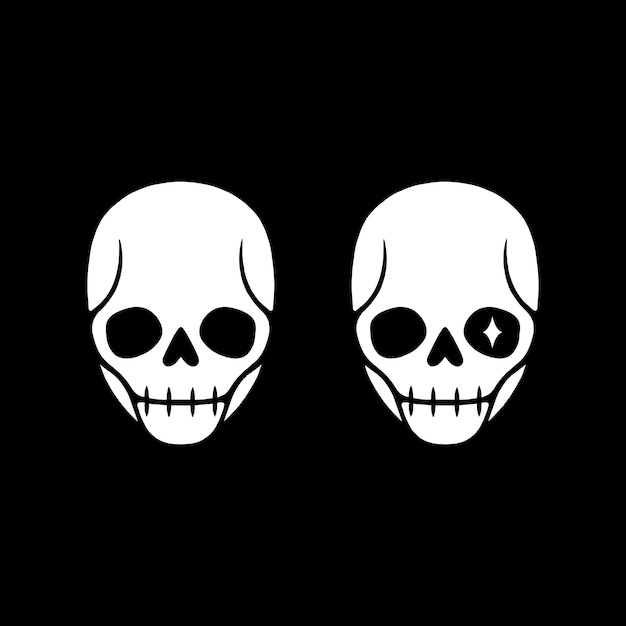 Vecteur logo de l'espace négatif de la tête de crâne