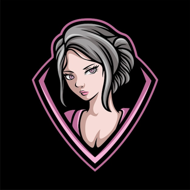 Logo Esport Jolie mascotte sportive de gamer girl.