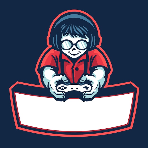 Vecteur logo d'esport de mascotte de garçon de nerd