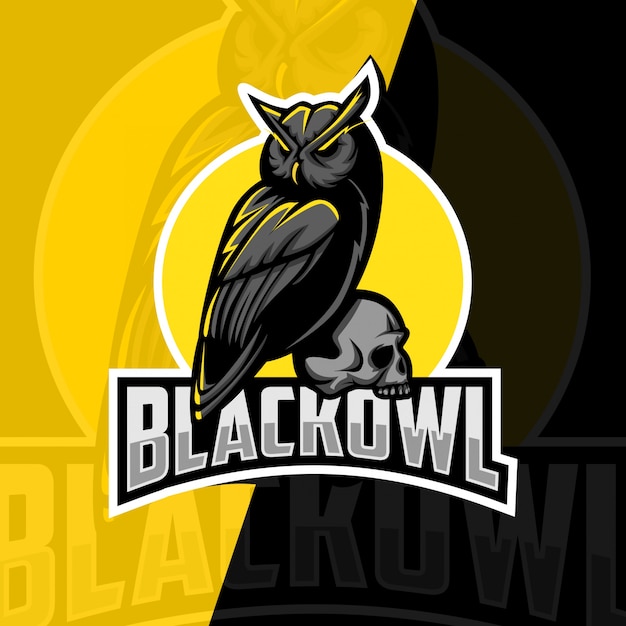 Logo Esport Mascotte Hibou Noir