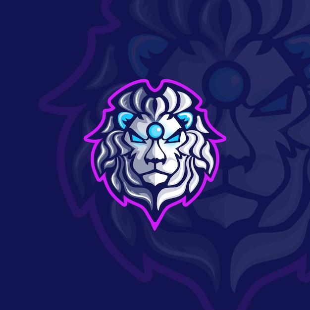 Vecteur logo esports argent tête de lion