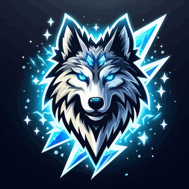 Vecteur un logo d'esports du loup de boulon de glace