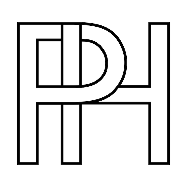 Vecteur le logo est signé ph hp, l'icône est en double lettres, le logo est en p h.