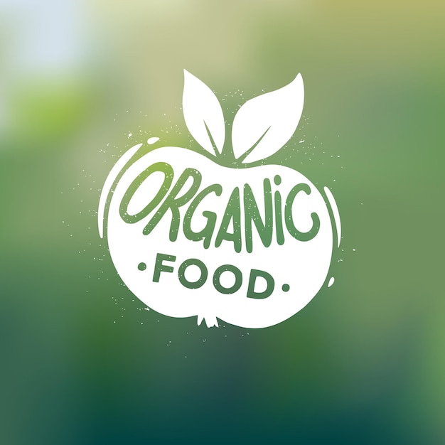 Vecteur logo d'étiquette d'icône de pomme d'aliments biologiques symbole éco végétalien bio illustration vectorielle