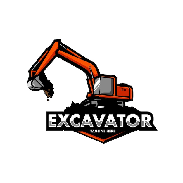 Vecteur logo d'excavatrice