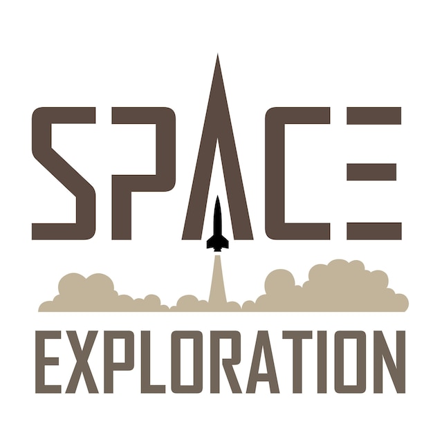 Logo D'exploration Spatiale Avec Texte Marron