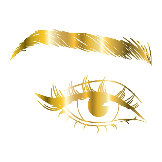 Logo D'extension De Cils Maquillage Avec Des Paillettes D'or Illustration Vectorielle