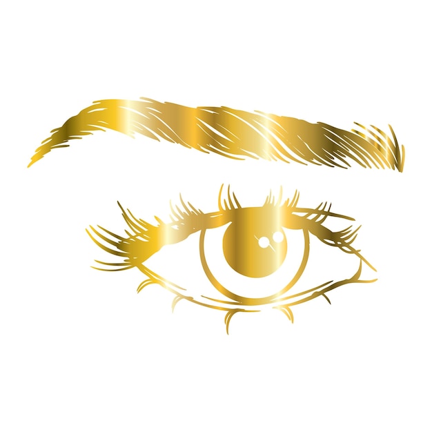 Logo D'extension De Cils Maquillage Avec Des Paillettes D'or Illustration Vectorielle