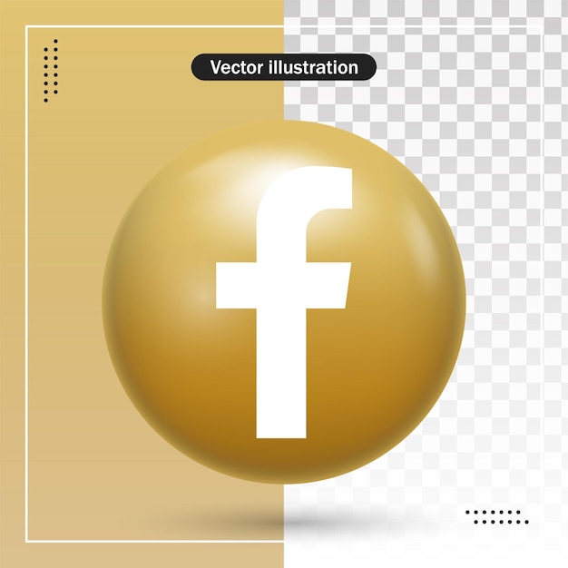 Logo Facebook Brillant 3d Dans Un Cadre De Cercle Doré Moderne Pour L'icône Des Médias Sociaux Ou Les Logos De Réseau