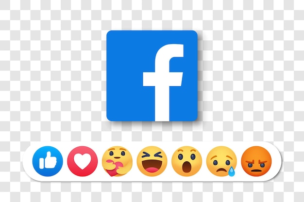 Logo Facebook Et Visages Emoji De Réaction, Pouce Vers Le Haut Et Comme