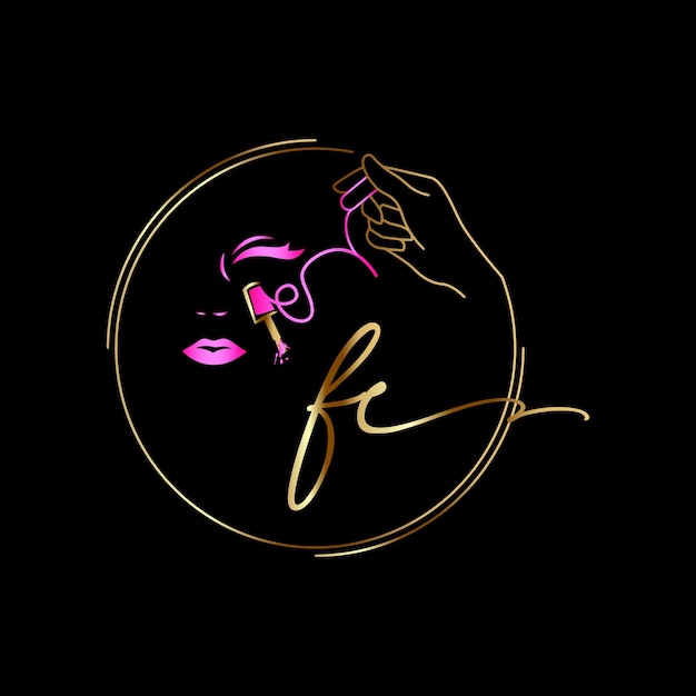 Logo Fc Monograms, Ongles, Modèle Vectoriel Luxury Cosmetics Spa Beauty